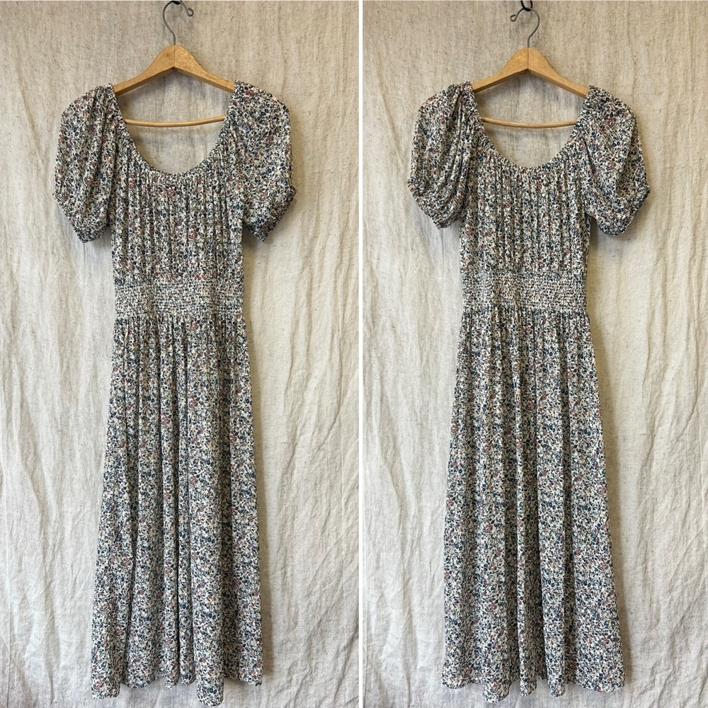 Madewell Smock-Waist Peasant Midi Dress in Blossoming Vine size small tall - Picture 2 of 11